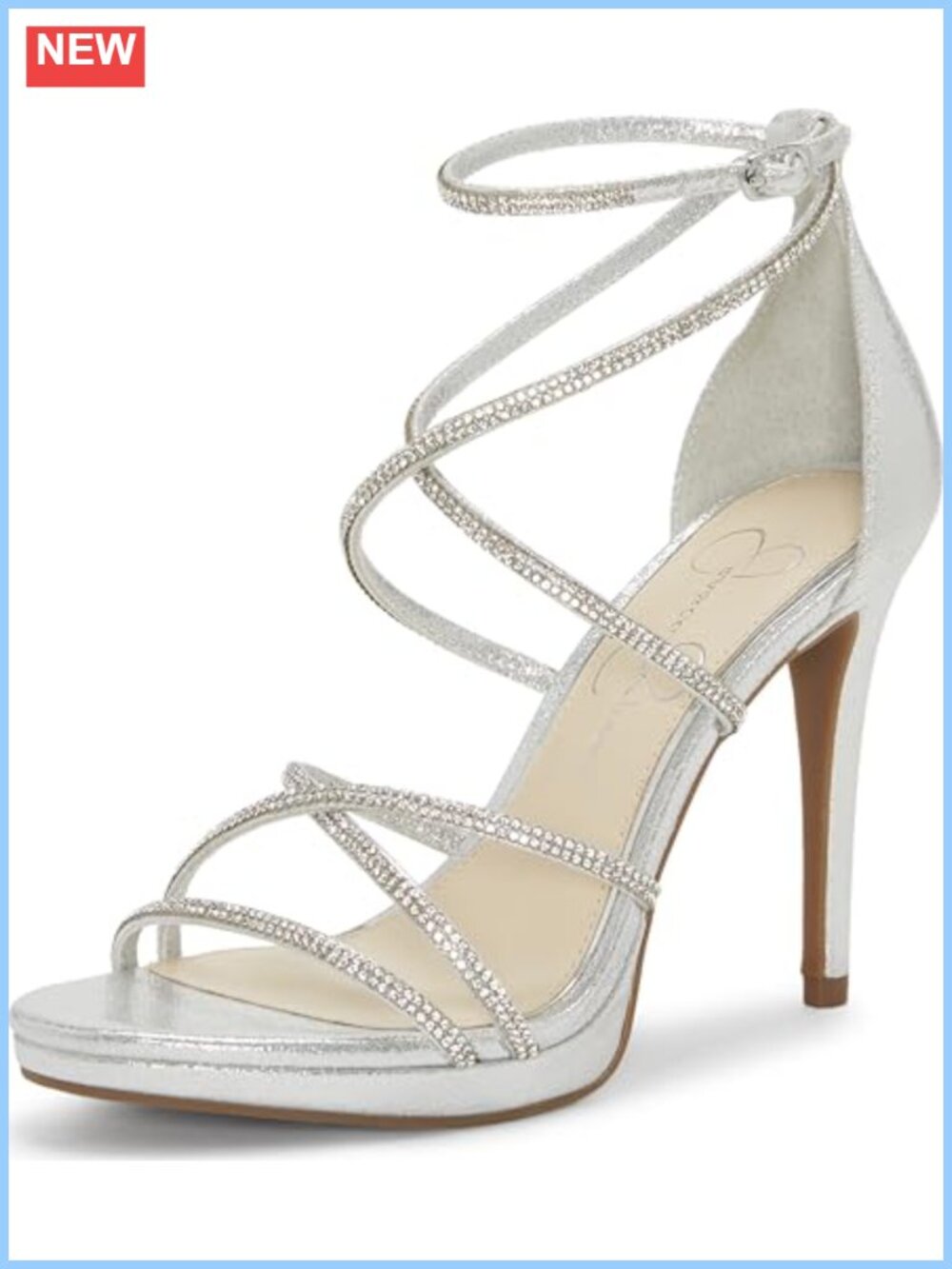 Strappy Heeled Sandals with Crystal Embellishments for Women